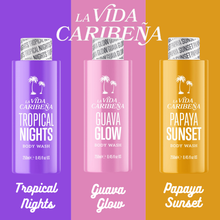 LA VIDA CARIBENA Body Wash Guava Glow Tropical Nights Papaya Sunset 250ml Hydrating Moisturising Shower Gel Exotic Fruit Scent Daily Body Cleanser Soft Smooth Skin Bath & Shower Care