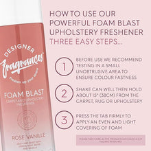 Designer Fragrances Foam Blast Carpet Cleaner Bundle Gift Set 2 x 300ml, Peony & Rose Vanille, Carpet & Upholstery Foam Stain Remover, Deep Cleaning Fabric, Rug, Sofa & Car Interior Cleaner
