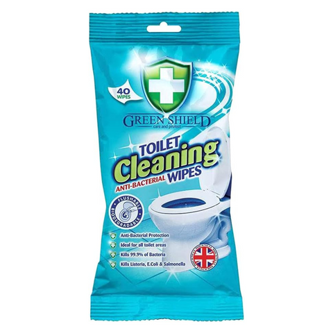 Greenshield Anti-Bac Toilet Cleaning Wipes – Disinfectant Surface Wipes for Everyday Hygiene, Kills Germs & Bacteria, Household & Bathroom Cleaner, 40 Sheets per Pack, Fresh & Hygienic