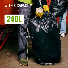 Ecobag 10 Heavy Duty 240L Wheelie Bin Liners – Eco-Friendly, Leak & Tear Resistant Recycling Bags – Super Strong for Kitchen, Garden, Office & Caterers – Black Waste Bags 240 Litre