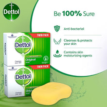 Dettol Original Bar Soap Twin Pack – Gentle Antimicrobial Germ Protection for Daily Hand & Body Wash – Deep Cleansing, Hygiene & Skincare – Promotes Healthy Skin, Family-Friendly Soap for All