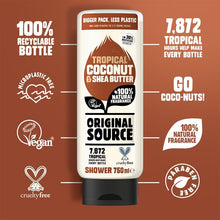 Original Source Coconut & Shea Butter Shower Gel 750ml – Moisturising Vegan Body Wash for Dry Skin – Paraben-Free