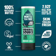 Tingly Mint & Tea Tree Shower Gel 750ml – Refreshing, Vegan Body Wash for Men & Women | Original Source