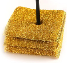DUZZIT 5 Metallic Scouring Pads, Heavy Duty Cleaning Pads for Pots, Pans, Grills & BBQs, Rust Resistant Metal Scourers, Tough Kitchen Cleaning Sponges for Burnt On Grease & Stains