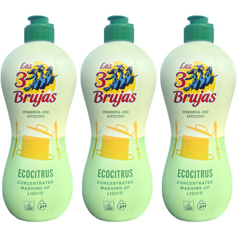 3 Witches Highly Concentrated Ecocitrus Effectively Remove Grease & Grime Dirt Stain From Dishes Powerful Washing-Up Liquid Wash-Up For Kitchen 500ML X3
