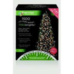 Premier 1500 LED Multi-Action Treebrights with Timer – White, Warm White & Green – Energy-Efficient Holiday Christmas Tree Lights