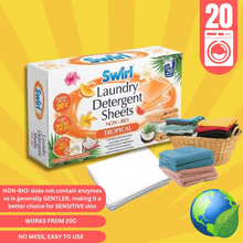 Swirl Non-Bio Tropical 20 Laundry Detergent Sheets | Eco-Friendly, Hypoallergenic, Biodegradable | Convenient Pre-Measured Sheets for Fresh & Clean Clothes | No Plastic Waste