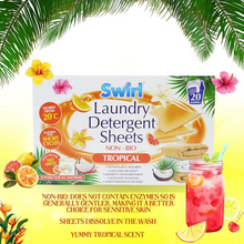 Swirl Non-Bio Tropical 20 Laundry Detergent Sheets | Eco-Friendly, Hypoallergenic, Biodegradable | Convenient Pre-Measured Sheets for Fresh & Clean Clothes | No Plastic Waste