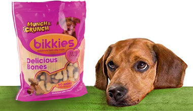 Munch & Crunch Bikkies Delicious Bones for Dogs – Healthy Dog Treats Enriched with Vitamins & Minerals, No Artificial Flavors, Natural Ingredients, 350g Pack – Perfect for Training & Rewards