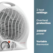 Status Portable Upright Fan Heater 2000W – Dual Heat Settings, Fast & Energy-Efficient Indoor Heating, Adjustable Thermostat, Silent Operation, Overheat Protection – Ideal for Home, Room, Office Use