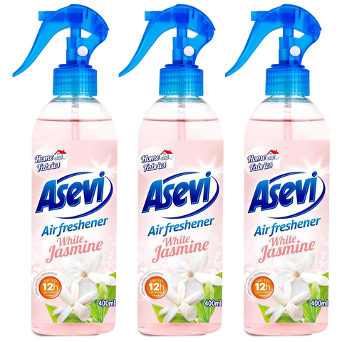 Asevi Air Freshener White Jasmine Ocean Breeze Spring Long Lasting 12 hours Scented Odour Eliminator Spanish Cleaning Car Office Home Any Room Spray Fragrance Aroma Perfume Scent 400ml Bottle
