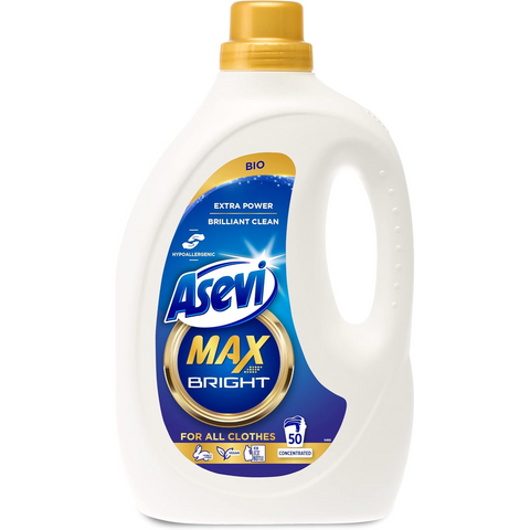 Asevi Max Power Bio Laundry Detergent For Clothes Liquid Concentrate 50 Washes 2.5L Long Lasting Cleaning Power Removes Tough Stains Fresh Scent Eco Friendly Formula
