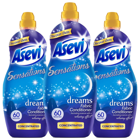 Asevi Sensations Zen Dreams Passion Energy Fabric Clothes Softener Liquid Household Scented Laundry Concentrated Conditioner Spanish Cleaning Fragrance Long Lasting Smooth Scent 1320ml 60 Washes

