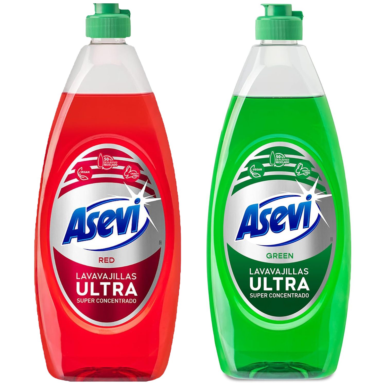 Asevi Spanish Cleaning Product Super Concentrated Ultra Red & Green Washing Up Liquid 650ml Powerful Kitchen Dish Cleaner Removes Grease and Stubborn Stains with Refreshing Fresh Scent X3
