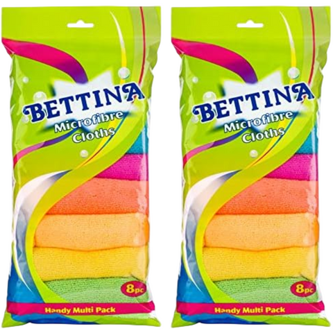 Bettina Multicoloured 8 Microfibre Cloths X2
