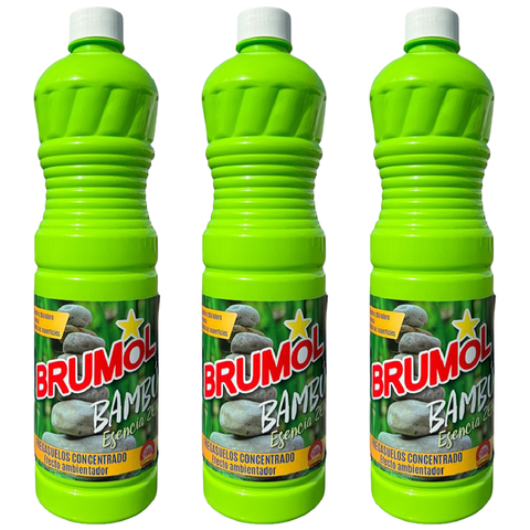Brumol Bambu Floor Cleaner Concentrated Powerful Household Scented Any Room Home Bathroom Kitchen House Surface Limescale Dirt Remover Cleaning Scent Liquid 1L X3
