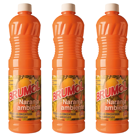 Brumol Naranja Floor Cleaner Concentrated Powerful Household Scented Any Room Home Bathroom Kitchen House Surface Cleaning Scent Liquid Limescale Dirt Remover 1L X3
