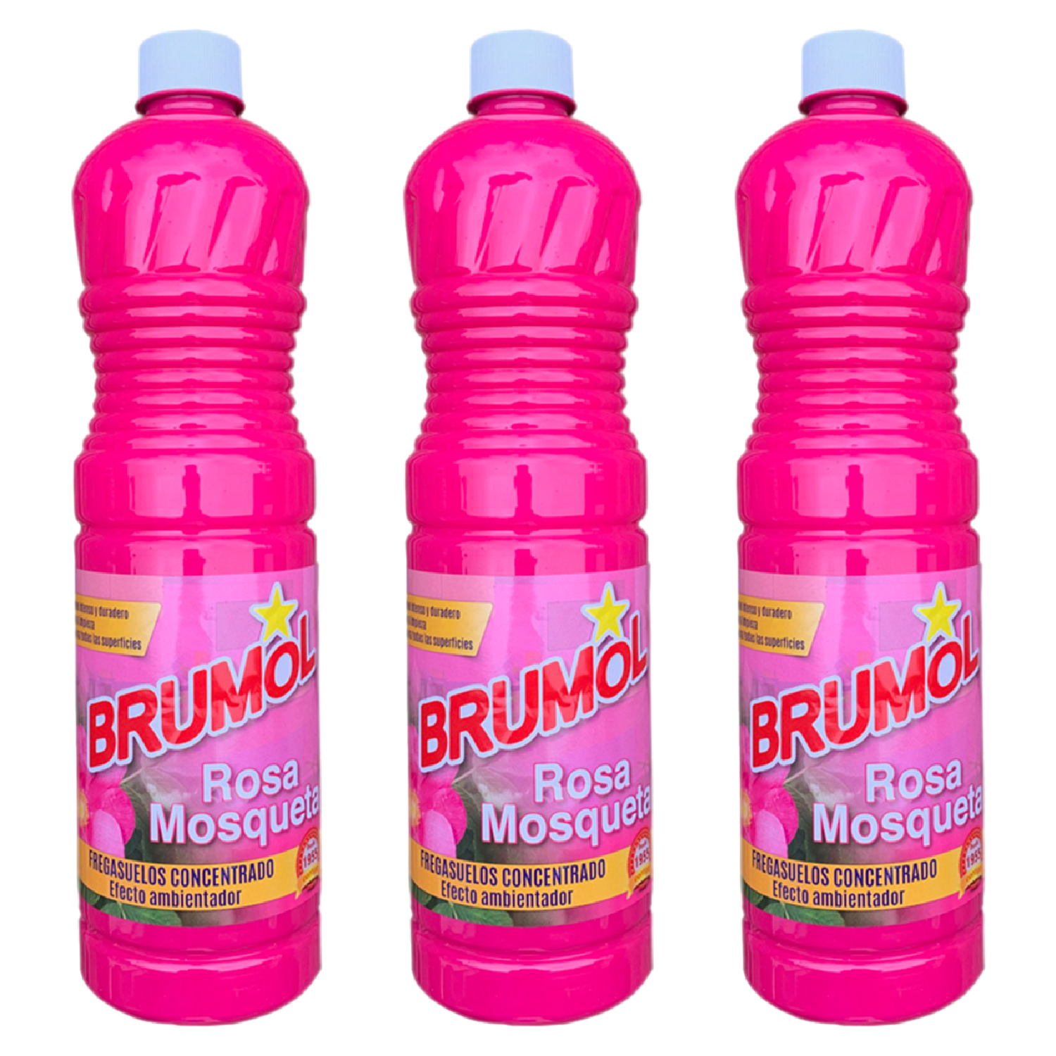 Brumol Rosa Mosqueta Floor Cleaner Concentrated Powerful Household Scented Home Bathroom Kitchen Any Room House Surface Cleaning Liquid Scent Limescale Dirt Remover 1L X3
