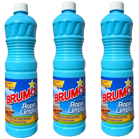 Brumol Ropa Limpia Floor Cleaner Concentrated Powerful Household Scented Home Any Room Bathroom Kitchen House Surface Limescale Dirt Remover Cleaning Liquid Scent 1L X3

