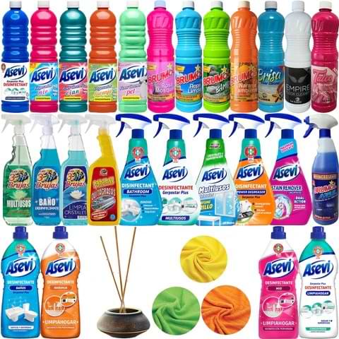 Bundle Gift Set Household Spanish Cleaning Products 1 Floor Cleaner 1 DisinfectantBathroom Kitchen Toilet Window Glass Cleaner With 1 incense Sticks Box 1 Microfiber Cloth Mystery Box