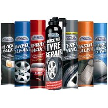 Car Pride Essential Complete Car Cleaning Kit – Showroom Finish for Interior & Exterior | Includes Tyre Shine, Wax Polish, Upholstery Cleaner, Alloy Wheel Black, Quick Fix Tyre Repair & 300ml Glass/Mirror Cleaner Spray