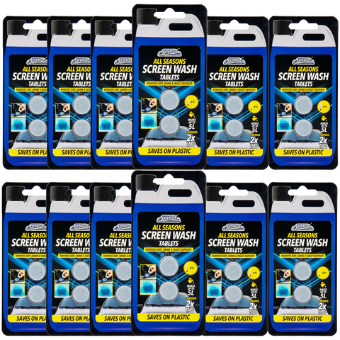 Car Pride All Seasons Screen Wash 2 Tablets Pack Makes 5L Each Total of 40 Litres Removes Dirt Grime Insect Deposits X12
