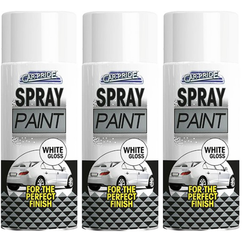 Car-Pride Car Van Bike All Purpose White Gloss Easy and Quick Spraying For The Perfect Finish Spray Paint 400ml X3
