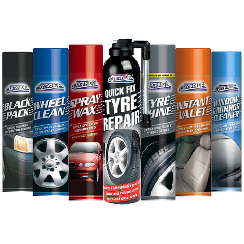 Car Pride Essential Complete Car Cleaning Kit For Showroom Finish Interior Exterior Tyre Shine Wax Polish Instant Valet Upholstery Alloy Wheel Black Pack Quick Fix Tyers Repiar Glass Mirror Cleaner Spray 300ml
