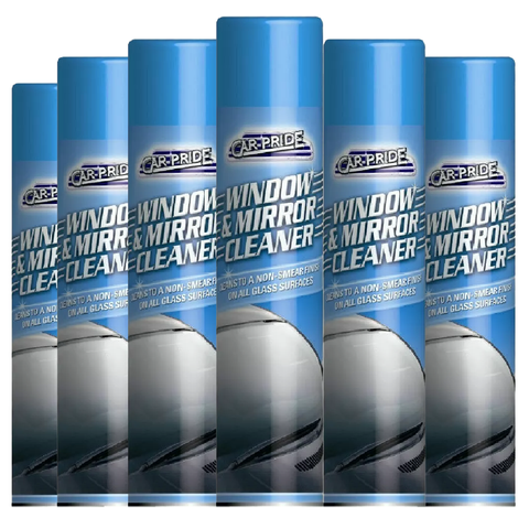 Car Pride Window Mirror Cleaner Streak Free Formula Cleans Windscreen Cleaning Glass Surfaces Sparkling Clear Finish Spray 300ml X6
