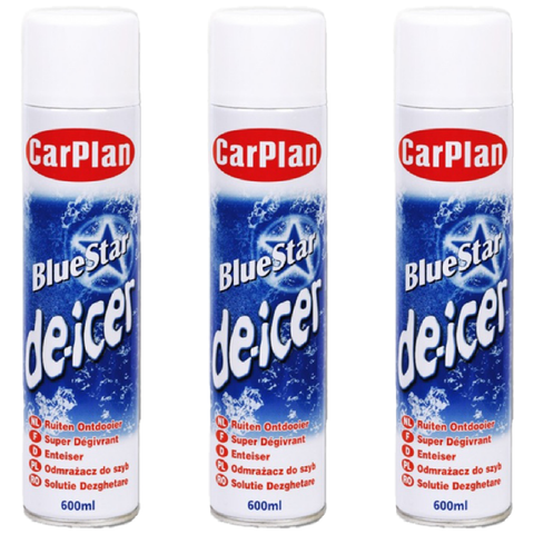 CarPlan Blue Star Aerosol Spray Winter Car De-Icer Fast Acting Melts Ice and Frost Quickly For Windows Mirrors De Icer Operates at -15°c and Prevents Re-Freezing 600ml X3
