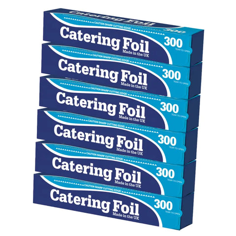 Catering Aluminium Foil Silver Premium Heavy Duty Ready To Use Versatile Durable and Food Safe For Kitchen Catering Cooking Disposable Cookware 300mm x 30m X6
