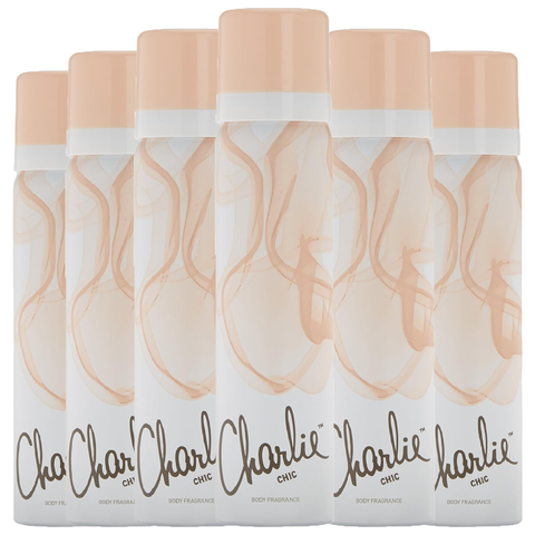 Charlie Chic Perfumed Body Spray Mist Deodorant Revlon Refreshing Fragrance 75ml X6
