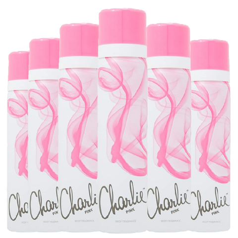 Charlie Pink Perfumed Body Spray Mist Deodorant Revlon Refreshing Fragrance 75ml X6
