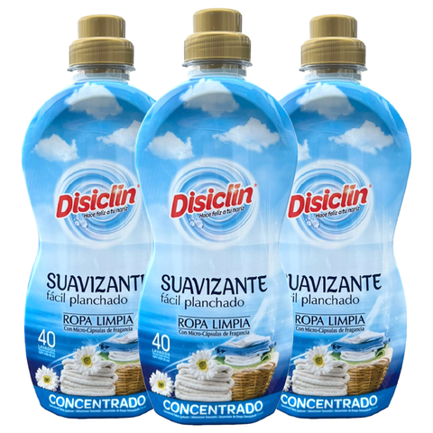 Disiclin Ropa Limpia Clothes Fabric Softener Household Flower Scented Laundry Conditioner Concentrated Liquid Long Lasting Fragrance Spanish Cleaning Scent 40 Wash 800ml X3
