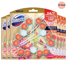 Domestos Power 5 Dahlia Flower & Dragonfruit Aroma Toilet Cleaner Rim Block Fights Bad Odours Limescale Remover Bacs Prevention For A Long lasting Fragrances Maintaining Freshness X12
