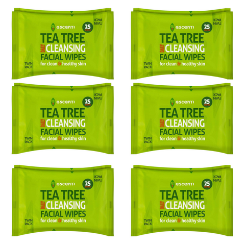 Escenti Tea Tree Cleansing Facial Wipes X6
