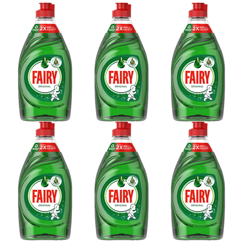 FAIRY Original Washing Up Liquid Powerful Grease Cutting Long-Lasting Suds Fresh Scent Perfect for Sparkling Dishes and Tough Grease Removal Kitchen Essential 320ml X6
