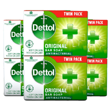 Family Dettol Twin Pack Original Bar Soap Gentle Daily Use Antimicrobial Germ Protection Hygiene & Skincare Cleanser Deep Versatile Hand Body Care Wash Cleansing Soap for Healthy Skin X3
