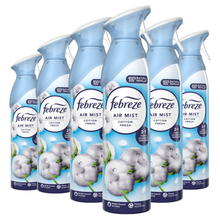 Febreze Air Mist Freshener Cotton Fresh Eliminates Odours Car Home Any Room Office Bathroom Household Long Lasting Fragrances Scented Spray 185ml X6

