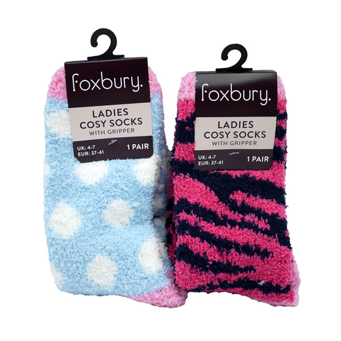 Foxbury Cosy Socks with Gripper for Ultimate Comfort Perfect UK Size 4-7 Non-Slip Design for Home & Outdoor Use Ideal for Cozy Nights & Relaxing Days
