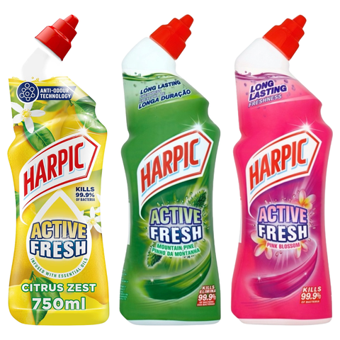 Harpic 3 Items Household Cleaning Bundle Giftset Kit Pink Blossom, Citrus, Pine 750ml
