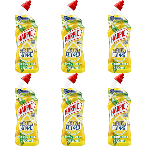 Harpic Active Fresh Cleaning Gel 750ml Citrus X6
