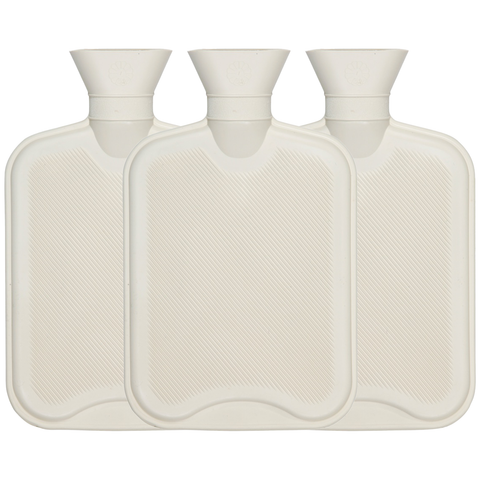 Hearth & Home Hot Water Bottle High Quality Full Body Pain Relief Ribbed Cream 2 Litre X3
