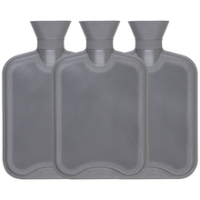 Hearth & Home Hot Water Bottle High Quality Full Body Pain Relief Ribbed Grey 2 Litre X3
