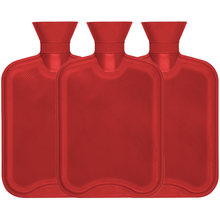 Hearth & Home Hot Water Bottle High Quality Full Body Pain Relief Ribbed Red 2 Litre X3

