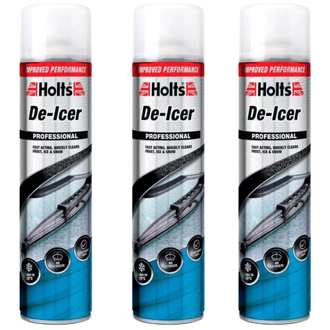 Holts De-Icer Aerosol Spray Winter Fast Acting Car De Icer Melts Ice and Frost Quickly For Windows Mirrors Operates at -20°c and Prevents Re-Freezing 600m X3
