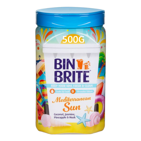 Bin Brite Mediterranean Sun Bin Odour Neutraliser 500g | Long-Lasting Freshness | Citrus & Herbal Scent | Eliminates Bad Smells | Waste Bin Deodorizer | Eco-Friendly | Ideal for Kitchen, Bathroom & Office