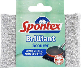 Spontex Brilliant Scourer – Non-Scratch Scouring Pad for Kitchen & Bathroom – Extra Durable, Long-Lasting Cleaning Sponge – Safe for Tiles, Pots, Pans – Heavy-Duty Scrub Pad for Tough Stains