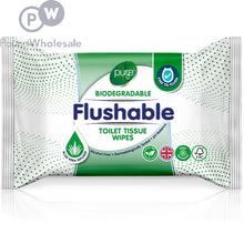 Pure Flushable 40 Toilet Tissue Wipes – Unscented, Biodegradable & Septic-Safe for Sensitive Skin – Gentle, Moist & Strong Wet Wipes for Adults & Babies – Eco-Friendly, Plant-Based & Chlorine-Free