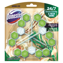 Domestos Power 5 Aroma White Rose & Tea Tree Oil Toilet Cleaner Rim Block – Long-Lasting Fragrance, Fights Bad Odors, Removes Limescale & Prevents Buildup – Keeps Toilet Fresh & Clean for Weeks